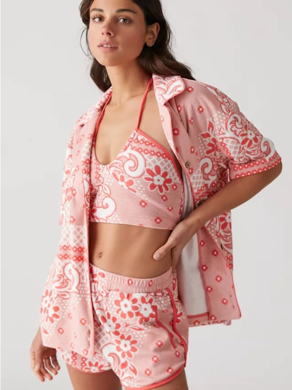 UO Vamos A La Playa 3-Piece Top And Short Set